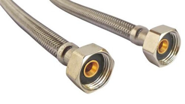 Lot de 2 flexibles sanitaire 2 écrous tournants femelle 15/21 - Longueur 300mm DN8