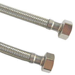 Lot de 2 flexibles sanitaire 2 écrous tournants femelle 15/21 - Longueur 300mm DN8