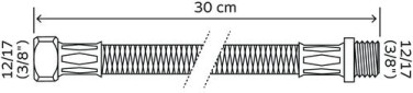 Lot de 2 flexibles écrou tournant femelle 12/17 - raccord mâle 12/17 - Longueur 300 mm - DN8