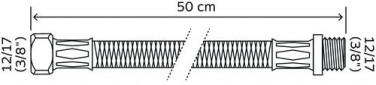 Lot de 2 flexibles écrou tournant femelle 12/17 - raccord mâle 12/17 - Longueur 500 mm - DN8