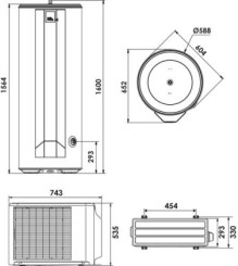 Chauffe eau thermodynamique avec unité extérieure Calypso Split INVERTER 270 litres - ATLANTIC