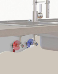 Kit FIXOPLAC sous évier avec robinets / Raccords coudés - PER à sertir ø16 M12/17