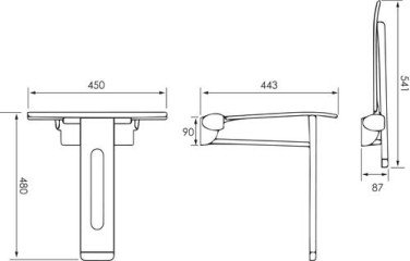 Siège de douche rabattable Be-Line anthracite - DELABIE