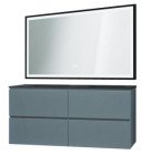 Meuble OSLO à suspendre 4 tiroirs 120cm gris avec miroir LED SEVILLE