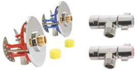 Kit FIXOPLAC sous lavabo avec robinets / Raccords coudés - PER à sertir ø12 M12/17