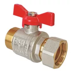 Vanne à sphère mâle écrou tournant 26/34 V490 à manette papillon