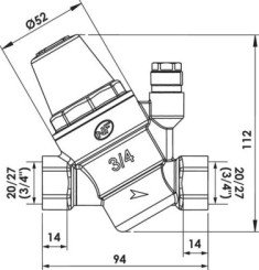 Réducteur de pression à membrane NF double femelle 20/27