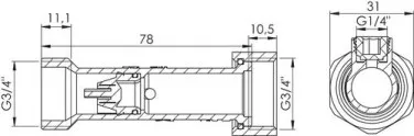 Clapet de retenue anti-pollution à double purge type EA NF mâle & écrou 20/27 78mm
