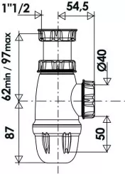 Siphon d'évier à hauteur réglable NF ø40