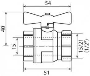 Vanne à sphère double femelle 15/21 V490 à manette papillon