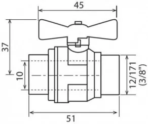 Vanne à sphère double mâle 12/17 V490 à manette papillon