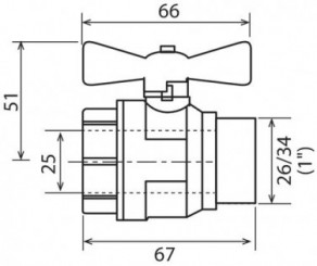 Vanne à sphère mâle femelle 26/34 V490 à manette papillon