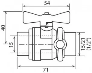 Vanne à sphère double mâle 15/21 à purge V490 à manette papillon