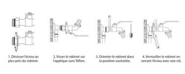 Robinet d'arrosage orientable à sphère avec raccord au nez 15/21 - 20/27