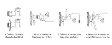 Robinet d'arrosage orientable à sphère avec raccord au nez 15/21 - 20/27
