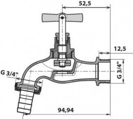Robinet d'arrosage avec raccord au nez 20/27- 20/27 brut