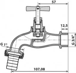 Robinet d'arrosage avec raccord au nez 20/27- 26/34 brut