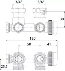 Distributeur thermostatisable bitube mural 3/4EK-15/21