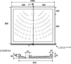 Receveur de douche céramique extra-plat 6 cm blanc 80x100cm
