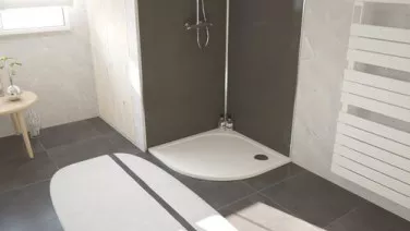 Receveur de douche quart de cercle 90cm béton de synthèse