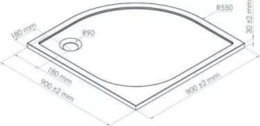 Receveur de douche quart de cercle 90cm béton de synthèse