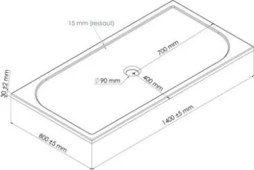 Receveur de douche extra-plat en béton de synthèse 80x140cm
