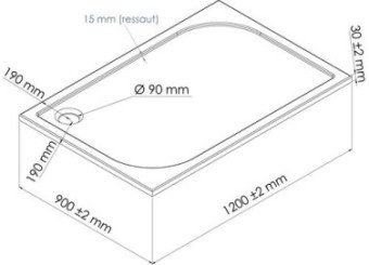 Receveur de douche extra-plat en béton de synthèse 90x120cm