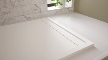 Receveur de douche caniveau résine de synthèse RUNA blanc 80x120