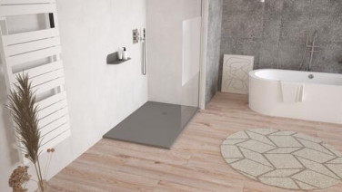 Receveur de douche résine de synthèse RECEA gris anthracite 80x140