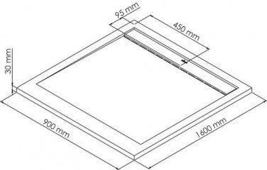 Receveur de douche caniveau résine de synthèse RUNA blanc 90x160