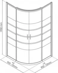 Paroi de douche quart de cercle 90cm profilés blancs ERIS 2