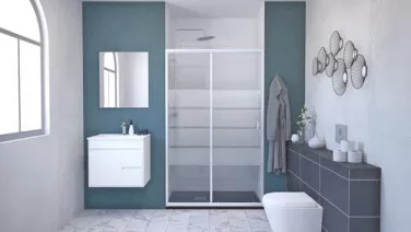 Paroi de douche 2 volets coulissants 100cm profilés chromés ERIS 2