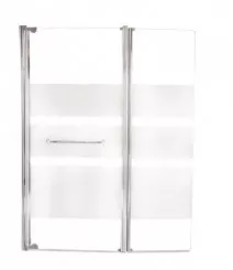 Pare-baignoire 2 volets 140x120cm 3 bandes blanches