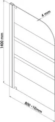 Pare-baignoire 1 volet 140x80cm 3 bandes blanches