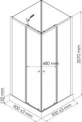 Cabine de douche accès d'angle 90x90cm - ELMER