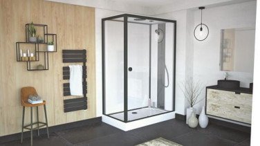 Cabine de douche accès de face 80x110cm avec toit Fact'Ory - ELMER