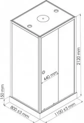 Cabine de douche accès de face 80x110cm avec toit Fact'Ory