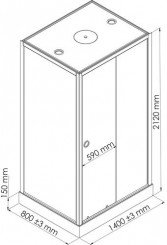 Cabine de douche accès de face 80x140cm avec toit Fact'Ory - ELMER