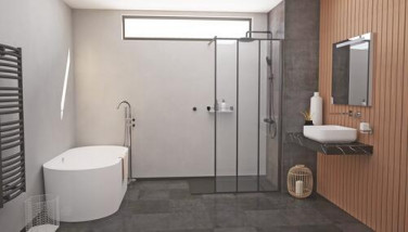 Paroi de douche fixe profilé noir verrière 90cm