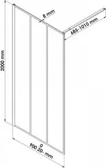 Paroi de douche fixe profilé noir verrière 90cm