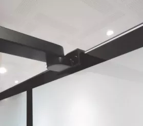 Paroi de douche fixe profilé noir verrière 90cm