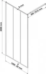 Paroi de douche fixe profilé noir verrière 100cm