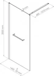 Paroi de douche fixe profilé noir VERSUS 140cm