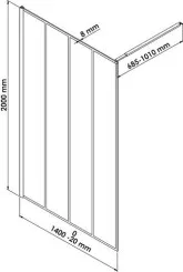 Paroi de douche fixe profilé noir verrière 140cm
