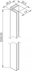 Profilé d'angle chromé pour panneau mural 3 mm