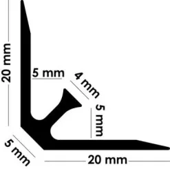 Profilé d'angle rentrant noir pour panneau mural 4 mm
