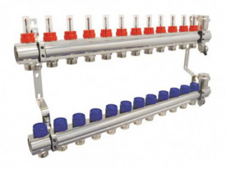 Collecteur PCBT 12 départs en laiton chromé