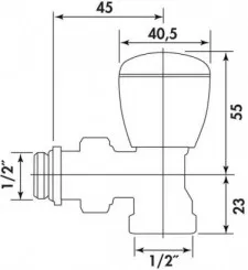 Robinet de radiateur simple réglage équerre 15/21 nickelé