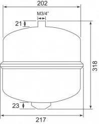 Vase d'expansion chauffage 8 litres cylindrique 