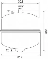 Vase d'expansion chauffage 18 litres cylindrique 